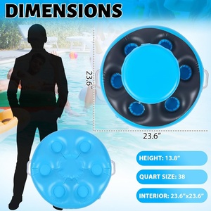 PVC Inflatable Floating Cooler 23.6*13.8 Inch with 6 Cup Holders and 2 Handles for Lake <b>Pool</b> Drink Floats <b>Pool</b> Party Beach Lake - Product Image 2