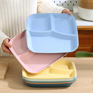 Assiettes Carrées à 3 Compartiments en Plastique, Design Moderne, pour Enfants, Micro-ondables, Idéales pour une Alimentation Saine, la Perte de Poids <span class=keywords><strong>et</strong></span> le Camping - Product Image 2