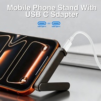 Support de téléphone avec adaptateur Type C 2-en-1 en alliage de zinc, béquille compacte, charge rapide 240W, support de bureau à angle droit pour regarder et visionner