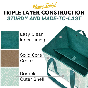 3Pk <b>Reusable</b> Grocery <b>Bags</b> Foldable Shopping <b>Bags</b> for Groceries with Reinforced Bottom & Handle - Product Image 4