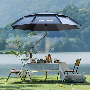 Ombrello da Pesca Portatile Antivento Impermeabile Blu Nebbia con Fibbia per Caccia e Protezione Solare per <span class=keywords><strong>Pescatori</strong></span> - Product Image 6