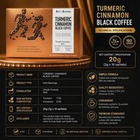 Café noir fonctionnel gourmet |   Saveur riche et épicée avec du curcuma pur et de la cannelle de Ceylan |   Boost d'énergie quotidien sans gras
