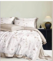 Ensemble de housse de couette 4 pièces en lyocell 100% pur, tissé, motif uni, 300 fils, garni de laine, toutes saisons, impression personnalisable