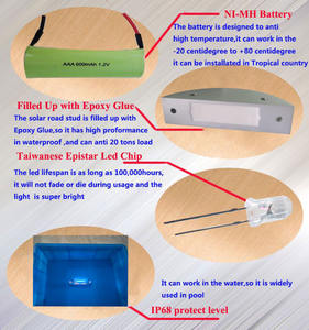 एल्यूमीनियम सौर सड़क संवर्धन चमकती फुटपाथ मार्कर गोदी प्रकाश चिंतनशील सड़क स्पाइक आधा दौर सड़क के किनारे निविड़ अंधकार एलईडी बिल्ली आँखें - Product Image 3