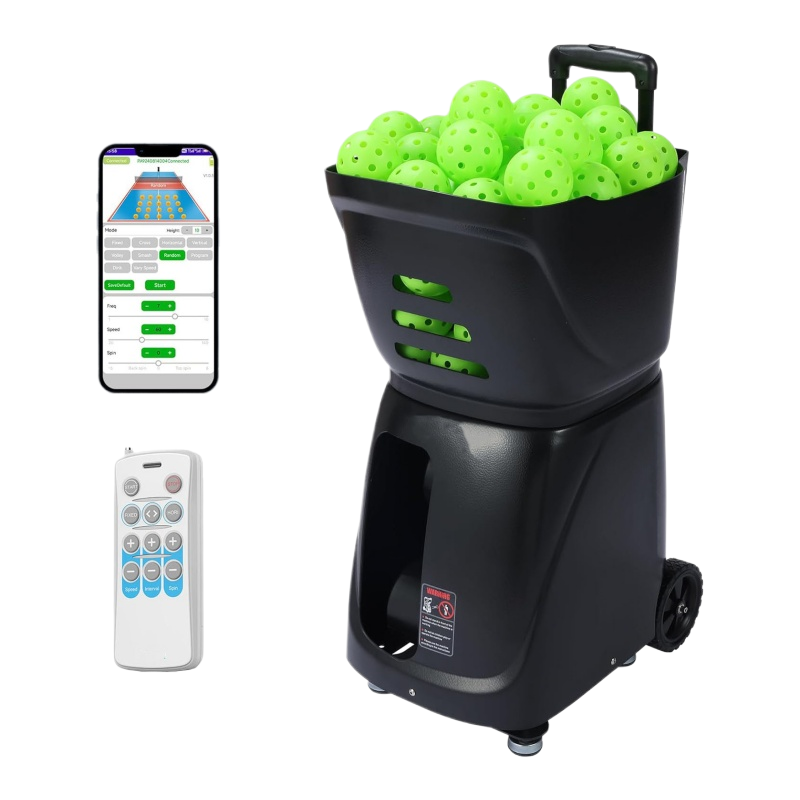 Remote Control ABS Material 10 Training Modes Beginner Advanced Players Portable Pickleball Machine with 150 Balls Capacity