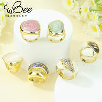 Cincin Retro Enamel Berwarna Modis Eropa 14k Italia Bohemian Unik Cincin Prom Wanita Perhiasan Pernyataan Pesta Modern