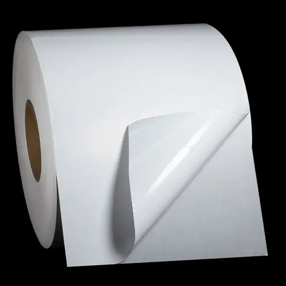 Adesivo autoadesivo branco 80gsm, etiqueta de transferência térmica de papel semi brilho, material de rolo