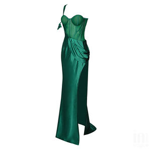 Elegante <span class=keywords><strong>Abito</strong></span> da Sera <span class=keywords><strong>Monospalla</strong></span> in Raso con Pizzo <span class=keywords><strong>Verde</strong></span> Scuro per Donna - Product Image 6
