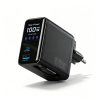 KABBOL GaN 1C1A 100W USB C PD 3.0 Pengisi Daya Dinding dengan Layar LED - PPS 100W 65W 45W 25W Adaptor Daya Laptop Tipe-C dan Kabel