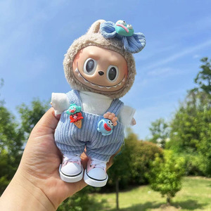 Quần áo chỉ} 17cm Mặt dây chuyền mù hộp labubu búp bê Quần Áo ngọt ngào nón Overalls dễ thương đáng yêu phim hoạt hình đồ chơi phong cách cho búp bê - Product Image 6