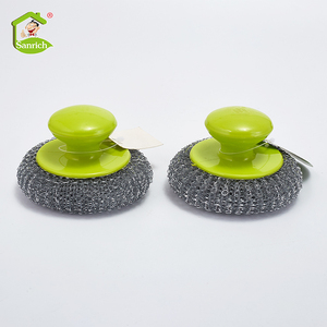Proveedor de China, cocina, acero inoxidable, <span class=keywords><strong>estropajo</strong></span>, limpieza, bola, depurador, productos de limpieza con <span class=keywords><strong>mango</strong></span> - Product Image 5