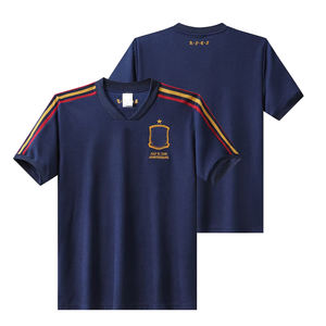 Jersey Sepak Bola Klub Liga Eropa Vintage Grosir Timnas Spanyol 100% Poliester Pria Bergaris Bernapas - Product Image 6