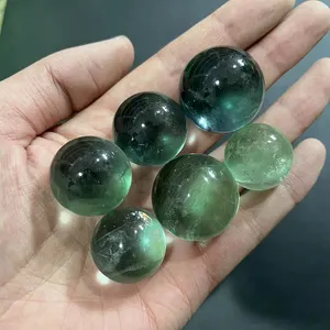 批发顶级品质天然水晶球愈合灵气绿色萤石球装饰用