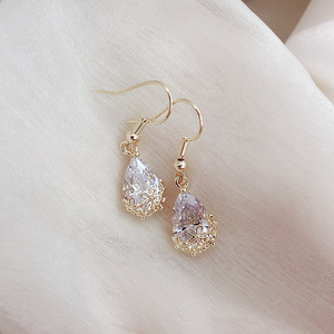 Brincos Em Forma De <strong>Gota</strong> Water Drop Shape Crystal Earrings Long Pendant Hook Earrings for Women - Product Image 2