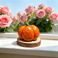 Figurine de citrouille en bois rustique, ornement de style ferme rustique pour la décoration de table d'automne, de Thanksgiving et d'Halloween