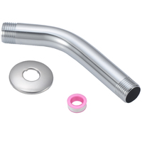 Bras de douche en laiton de 6 pouces avec bride chromée, design moderne, installation facile, garantie 5 ans, compatible avec barre coulissante