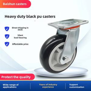 5 Zoll 6 Zoll schwarze Polyurethan-PU-Rollen Universal <span class=keywords><strong>Steel</strong></span> Swivel <span class=keywords><strong>Caster</strong></span> für die Handhabung der Brems rolle - Product Image 5