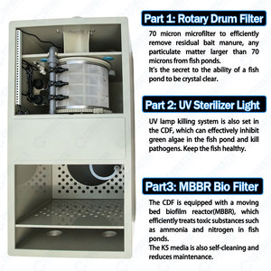 Cowater 30 T/hr Koi étang Filtration lampe UV K5 médias lit mobile tambour filtre combiner Filtration - Product Image 5