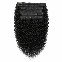 Rambut Asli India Bebas Kusut, Clip In Grade 10A, Ekstensi Keriting Afro, Clip On untuk Wanita, Vendor Grosir