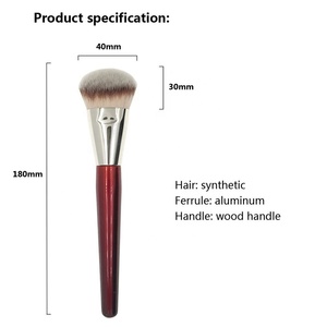 Pinceau de maquillage pour fond de teint à face inclinée avec manche en bois naturel, pinceau de fond de teint liquide crème de grande taille - Product Image 6
