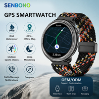 Montre connectée d'extérieur SENBONO YD820 avec batterie 500 mAh, modes sportifs multiples, boussole, étanche IP68, GPS, pour hommes