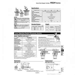 กระบอกลม RS2H80-40DM-D สำหรับงานหนักนิวเมติก SMC - Product Image 1