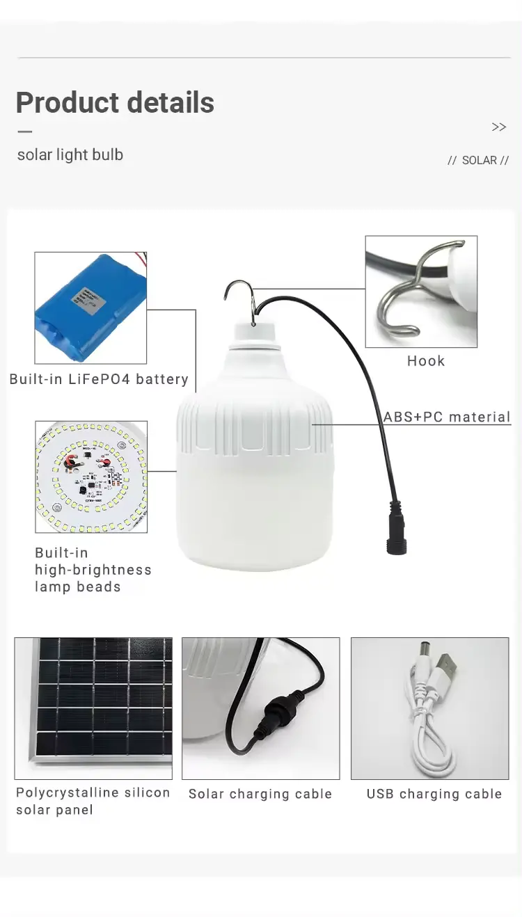 Wholesale Outdoor Camping Bulb LED Solar Light Bulbs Remote Control Indoor Emergence Led Bulb Waterproof IP65 Warehouse 60W