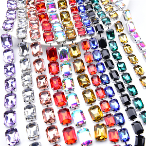 Hot-Vente 10X14Mm 13X18Mm Rectangulaire Diamant Chaîne à La Main Serré Couleur Verre Strass Bricolage Vêtements Accessoires D'art Décorations - Product Image 3