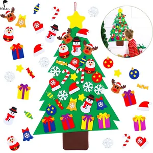 Helen DIY Felt Christmas Tree Set Plus Tic-Tac-Toe Jogos para Crianças Crianças Wall Hanging Decorações Felt Craft Kits