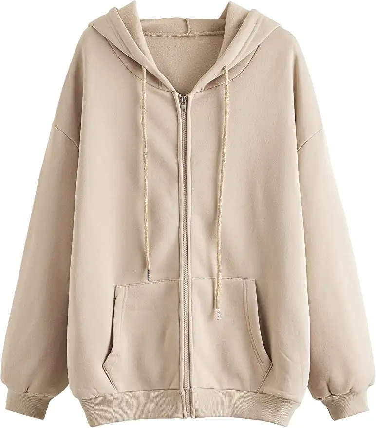 women's zip up cardigan spring hoodie coat casual fashion loose hooded top