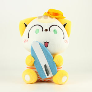 Personalizado 8 pulgadas vívida expresión monopatín chico gatito de peluche amarillo brillante caliente llavero de peluche de juguete para aliviar el estrés - Product Image 1