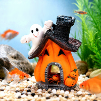 Décoration d'aquarium en résine en forme de maison fantôme de citrouille d'Halloween, abri-caverne pour poissons, ornement pour aquarium et terrarium de reptiles