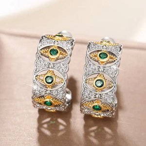 Vintage Two Tone Venice Tears Earrings <b>Women</b> Moon Eye <b>Ring</b> <b>Set</b> Fashion Court Style Jewelry Elegant Statement <b>Set</b> - Product Image 6
