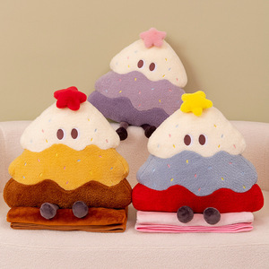 Coussin Arbre de Noël 2-en-1 en coton PP, couverture et couette pour climatisation, coussin de <span class=keywords><strong>sieste</strong></span> pour bureau et voiture, dossier de siège - Product Image 1
