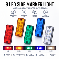 Feux latéraux de camion 24V 8LED, feux latéraux de camion rouge, jaune, bleu, vert et blanc, feux de signalisation de remorque