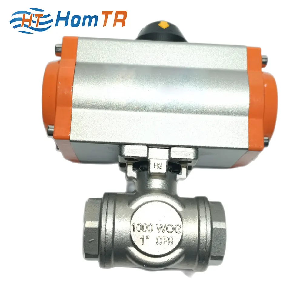 HomTR Katup Solenoid Baja Tahan Karat Pneumatik Pvc Kontrol Aliran Bermotor 24V DC Kuningan Katup Bola Listrik