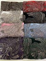 Tissu en velours brossé tissé à paillettes et strass brodées, orné de plumes de paon K/C, pour robe de mariée Aso Ebi et Abaya musulmane