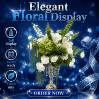 Décor de bienvenue pour mariage : Ensemble de panneaux suspendus réutilisables en soie artificielle, roses et hortensias blancs et verts, pour table et allée