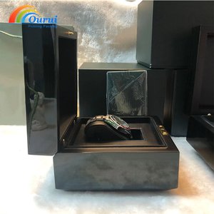 Caja de Reloj de Madera de Marca Directa de Fábrica, Caja de Almacenamiento de Relojes con Forro de PU Negro, con Accesorios, Logotipo Personalizado, Empaque de Reloj de Lujo - Product Image 2