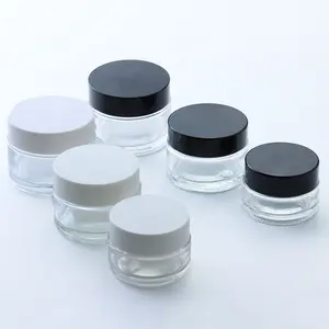 20毫升50毫升工厂价格空玻璃罐瓶化妆品定制护肤玻璃锡透明玻璃罐带盖 (GJM01)