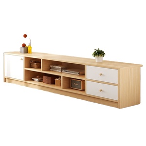 Soporte de <span class=keywords><strong>TV</strong></span> de Color Roble <span class=keywords><strong>y</strong></span> Blanco, Fácil de Instalar, Soporte de Exhibición para <span class=keywords><strong>TV</strong></span>, Mesa de <span class=keywords><strong>TV</strong></span> Estilo Madera con Puertas <span class=keywords><strong>y</strong></span> Dos Niveles de Estantes - Product Image 1