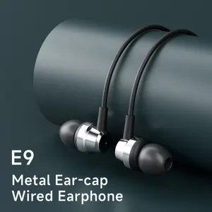 Hotriple E9 סאונד טוב 3.5 מ""מ מתכת בתוך האוזן 1.2 מטר אוזניות חוטיות דיבורית עם כפתור שיחה וכפתור בקרת עוצמת הקול בהתאמה אישית