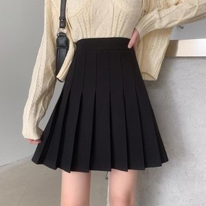 Falda midi plisada de mezcla de algodón negra de cintura alta que favorece la figura para mujer de talla grande; Falda midi versátil estilo <span class=keywords><strong>MILF</strong></span> - Product Image 2