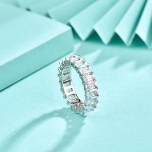 GR43 mode baru kualitas tinggi S925 perak murni bertatahkan zirkonium Bling Baguette berlian cincin janji untuk wanita - Product Image 2