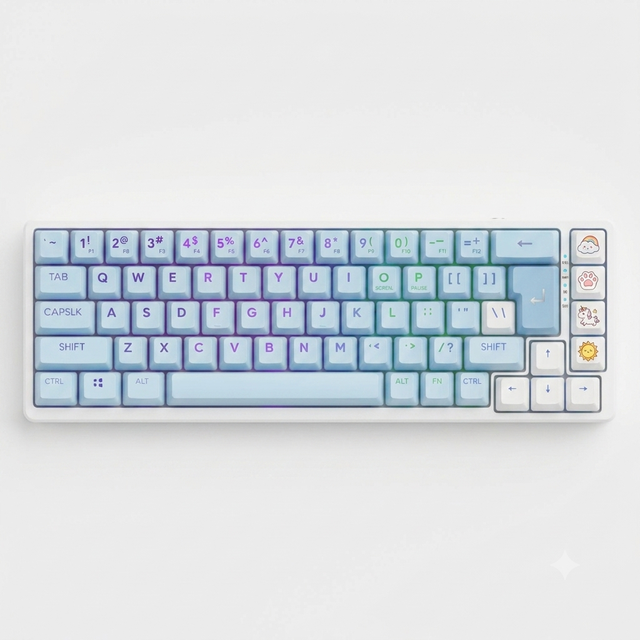 Cute ISO Layout Mechanical Keyboard Tri Mode Hot Swappable Pink Blue Wireless Gaming Keyboard for UK EU Girl Gift