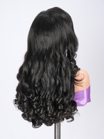 Perruque frontale transparente HD 13x6 Bouncy Wave, cheveux humains pleine densité, raie latérale gauche, ligne de cheveux pré-épilée, vente en gros pour femmes noires