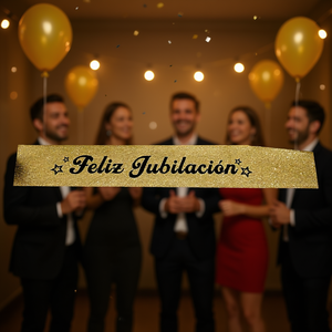 Écharpe dorée scintillante « Party Love Retirement » avec lettres noires – Décorations élégantes pour fête (lot de 12) - Product Image 3