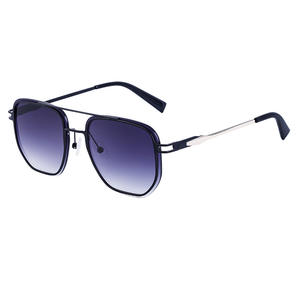 Gafas de Sol con Marco Cuadrado de Estilo Moderno, Puente Doble de Metal, Protección UV400, Lentes de PC Negras para Conducir, para Hombre - Product Image 1