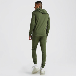 Men's Light Blue Hooded Tracksuit Full Length Sweatshirt Jogger <b>Set</b> Solid Color Casual Spring Wear 100% Cotton Breathable - Product Image 1