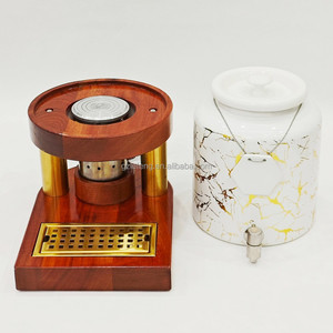 Dispenser per Bevande in Ceramica e Acciaio Inox Lefeng con Supporto in Legno Massello 10L Erogatore Elettrico per Bevande Fredde Bianco Oro per Hotel e Ristoranti - Product Image 5